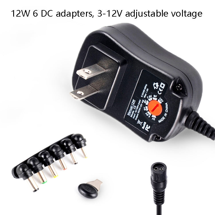 C5 3-12V 12W Adjustable Voltage Regulated Switch Power Supply Power Adapter Multifunction Charger With DC Tips(UK Plug) - Consumer Electronics by buy2fix | Online Shopping UK | buy2fix