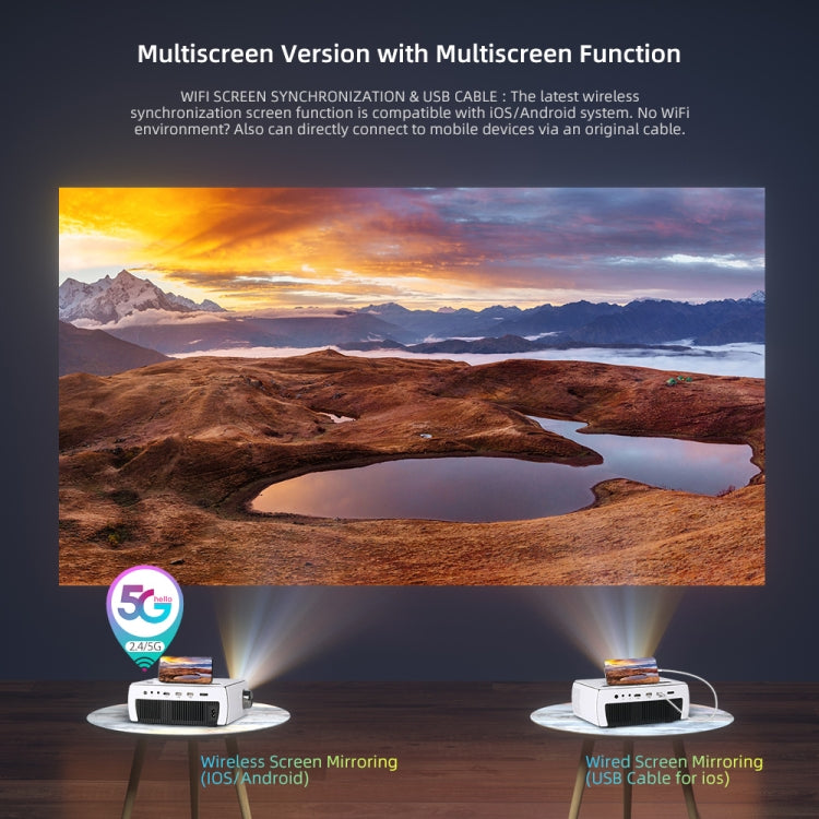 YG430 1080P 5G Mobile Phone Wireless Multi-Screen Version Home Projector Office HD Mini Portable Projector, Plug Type： UK Plug - Consumer Electronics by buy2fix | Online Shopping UK | buy2fix