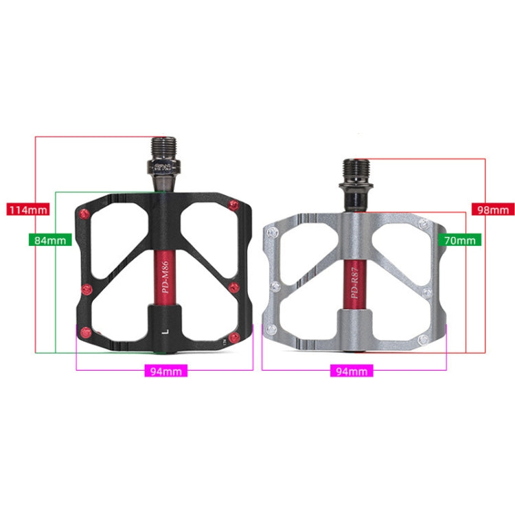 PD-M86C  1 Pair PROMEND Bicycle Road Bike Mountain Bike 3 Palin Carbon Fiber Bearing Pedal(Red) - Pedals by PROMEND | Online Shopping UK | buy2fix