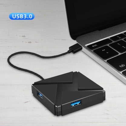 HY- 01 Square USB 3.0 Four-Port HUB One to Four HUB Splitter(Black) - USB 3.0 HUB by buy2fix | Online Shopping UK | buy2fix