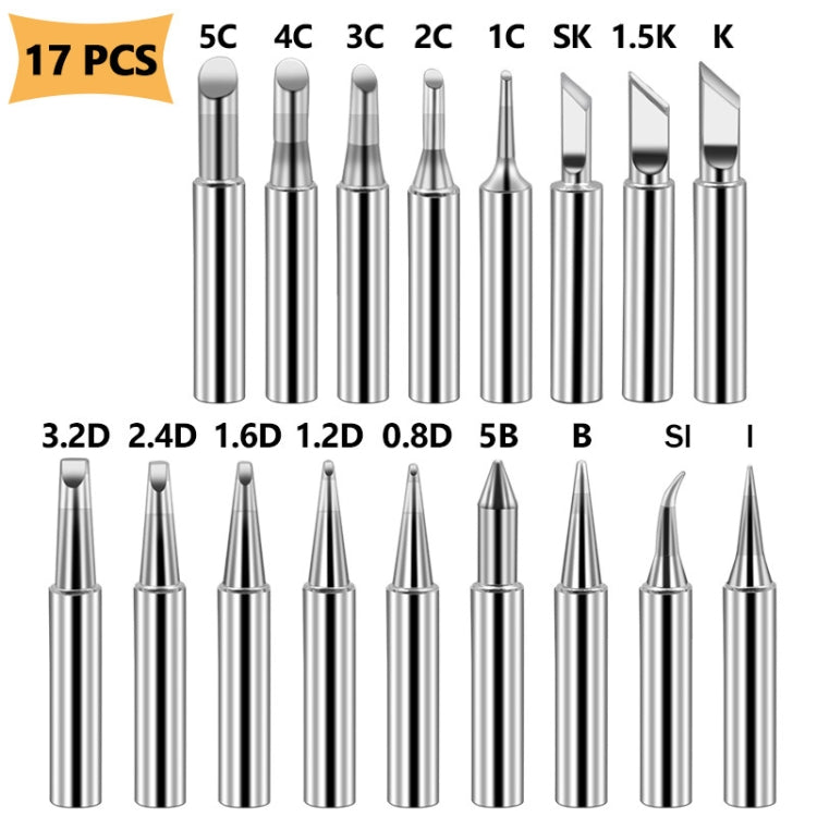 17 PCS / Set Soldering Tips 936 Soldering Station Pure Copper Soldering Iron Tips Lead-Free Soldering Iron Tips - Home & Garden by buy2fix | Online Shopping UK | buy2fix