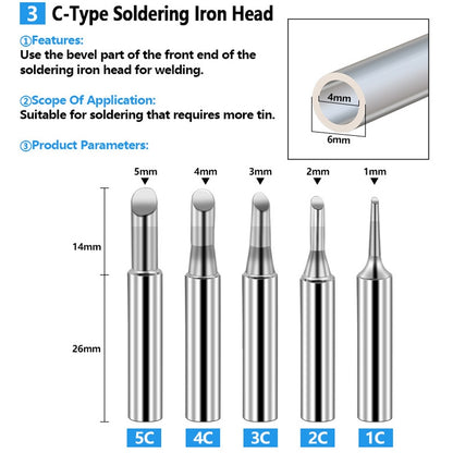 17 PCS / Set Soldering Tips 936 Soldering Station Pure Copper Soldering Iron Tips Lead-Free Soldering Iron Tips - Home & Garden by buy2fix | Online Shopping UK | buy2fix