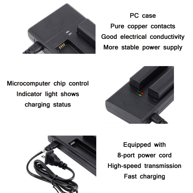 Jinnet 2 PCS Smart Dual Charge Handheld Gimbal Camera Battery Charger For DJI/Osmo(US Plug) - Camera Accessories by Jinnet | Online Shopping UK | buy2fix