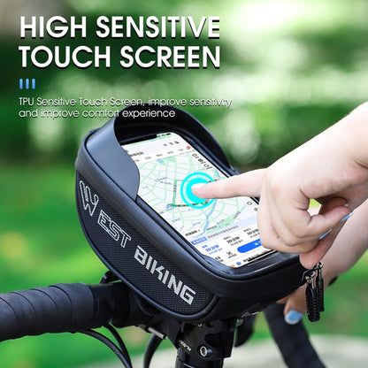 WEST BIKING Bicycle Bag Touch Screen Waterproof MTB Road Bike Handlebar Phone Bag Reflective Front Frame Bag(Black) - Bicycle Bags by WEST BIKING | Online Shopping UK | buy2fix