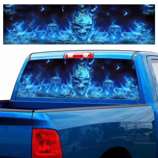 D-738 Burning Skull Car Rear Window Sticker Color Graphic Sticker, 135x36cm - In Car by buy2fix | Online Shopping UK | buy2fix