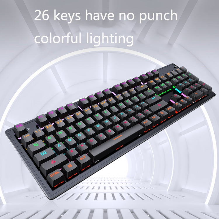 LEAVEN K880 104 Keys Gaming Green Axis Office Computer Wired Mechanical Keyboard, Cabel Length:1.6m(White) - Wired Keyboard by LEAVEN | Online Shopping UK | buy2fix