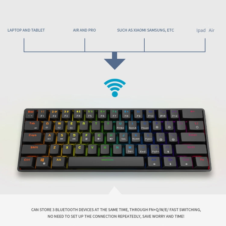 LEAVEN K28 61 Keys Gaming Office Computer RGB Wireless Bluetooth + Wired Dual Mode Mechanical Keyboard, Cabel Length:1.5m, Colour: Green Axis (Pink) - Wireless Keyboard by LEAVEN | Online Shopping UK | buy2fix