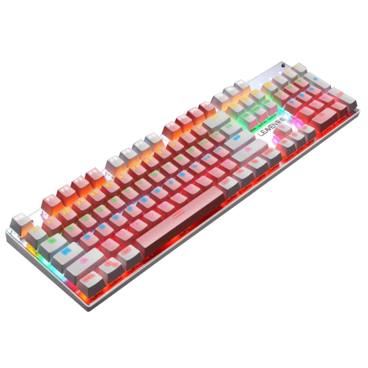 104 Keys Green Shaft RGB Luminous Keyboard Computer Game USB Wired Metal Mechanical Keyboard, Cabel Length:1.5m, Style: Double Imposition Version (White Pink) - Wired Keyboard by buy2fix | Online Shopping UK | buy2fix