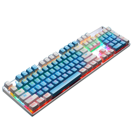 104 Keys Green Shaft RGB Luminous Keyboard Computer Game USB Wired Metal Mechanical Keyboard, Cabel Length:1.5m, Style: Double Imposition Version (Blue White) - Wired Keyboard by buy2fix | Online Shopping UK | buy2fix