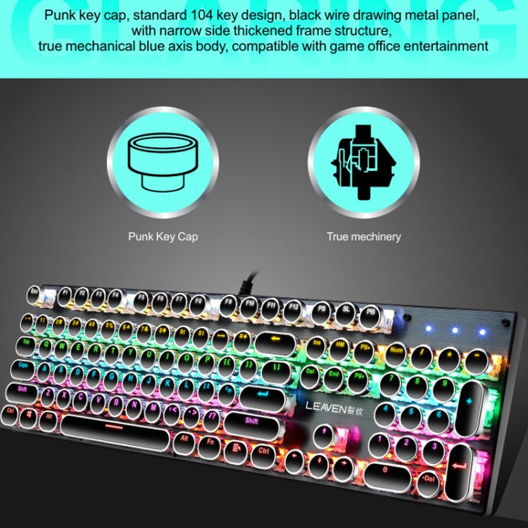 104 Keys Green Shaft RGB Luminous Keyboard Computer Game USB Wired Metal Mechanical Keyboard, Cabel Length:1.5m, Style: Double Imposition Version (White Blue) - Wired Keyboard by buy2fix | Online Shopping UK | buy2fix