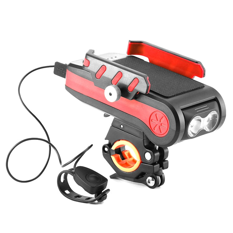 BG-2021 Bicycle Front Light 4 In 1 Mobile Phone Holder Horn Light Mountain Bike Front Light, Colour: 4000 MAH Red - Headlights by buy2fix | Online Shopping UK | buy2fix