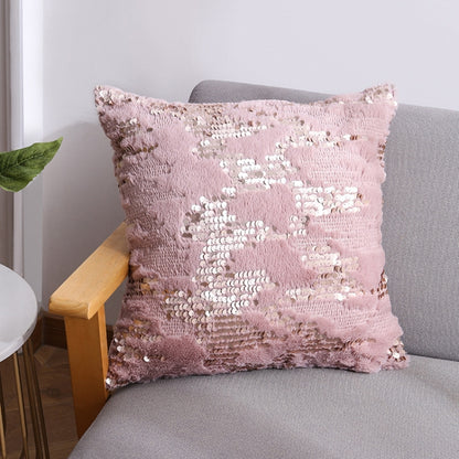 Double-sided Sequin Plush Pillowcase + Pillow Home Living Room Sofa Cushion, Specification: 40x40cm(39 Lightning Sequins Pink) - Home & Garden by buy2fix | Online Shopping UK | buy2fix