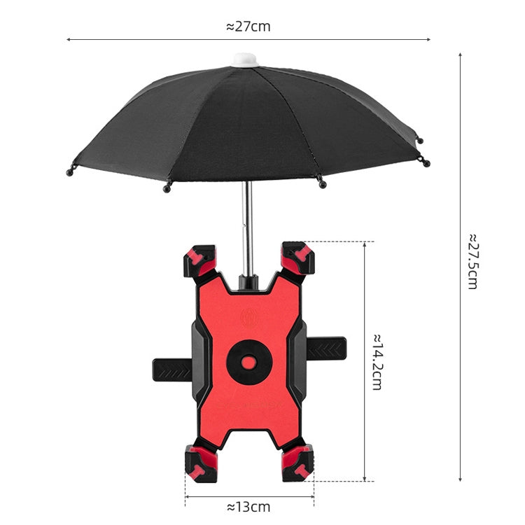 CYCLINGBOX Bicycle Mobile Phone Bracket With Parasol Rider Mobile Phone Frame, Style: Rearview Mirror Installation (Red) - Holders by CYCLINGBOX | Online Shopping UK | buy2fix