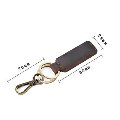 2 PCS Handmade Crazy Horse Leather Retro Keychain Car Couple Keychain, Specification: Double Ring(Coffee) - In Car by buy2fix | Online Shopping UK | buy2fix