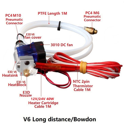 3D V6 Printer Extrusion Head Printer J-Head Hotend With Single Cooling Fan, Specification: Remotely 1.75 / 0.5mm - Consumer Electronics by buy2fix | Online Shopping UK | buy2fix