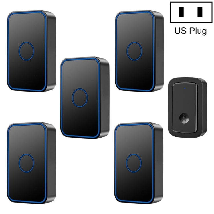 CACAZI A19 1 For 5 Wireless Music Doorbell without Battery, Plug:US Plug(Black) - Security by CACAZI | Online Shopping UK | buy2fix