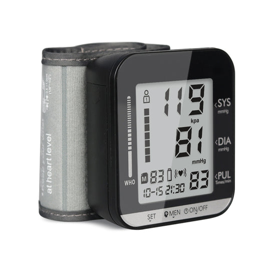JZ-251A Household Automatic Electronic Sphygmomanometer Smart Wrist Blood Pressure Meter, Shape: Voice Broadcast(Full Black) - Sphygmomanometer by buy2fix | Online Shopping UK | buy2fix