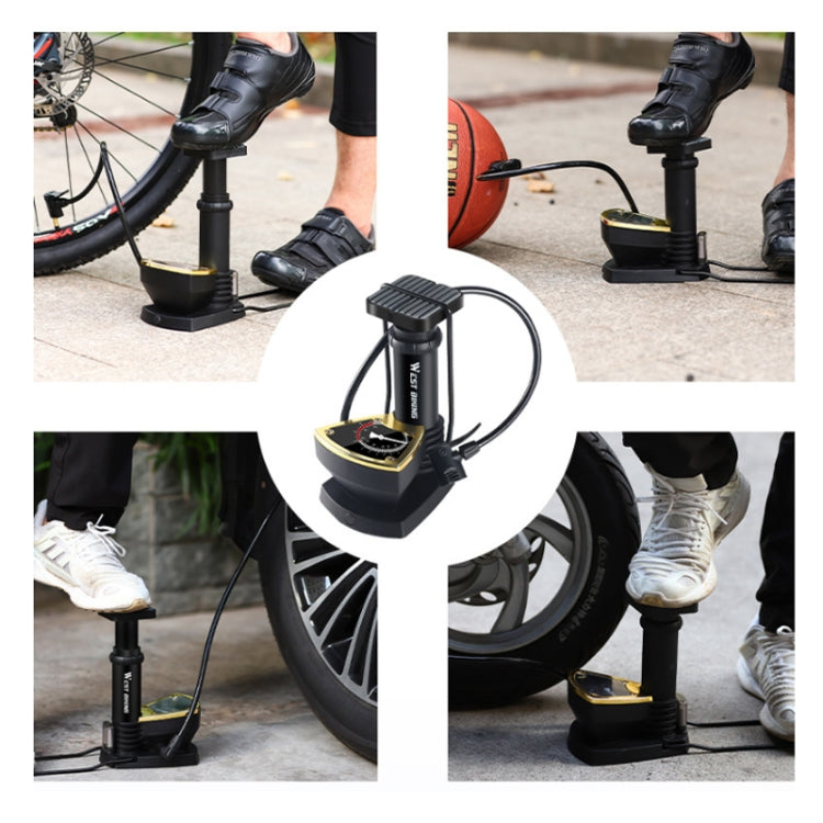 WEST BIKING Portable Mountain Bike Foot Pump With Barometer(118 Black) - Bicycle Locks & Bicycle Pumps by WEST BIKING | Online Shopping UK | buy2fix