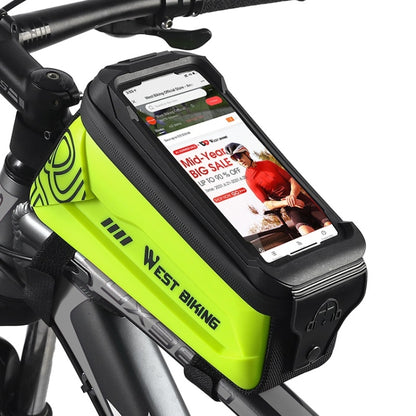 WEST BIKING 2.5L Bicycle Front Beam Mobile Phone Touch Screen Hard Shell Bag(Fluorescent Yellow) - Bicycle Bags by WEST BIKING | Online Shopping UK | buy2fix