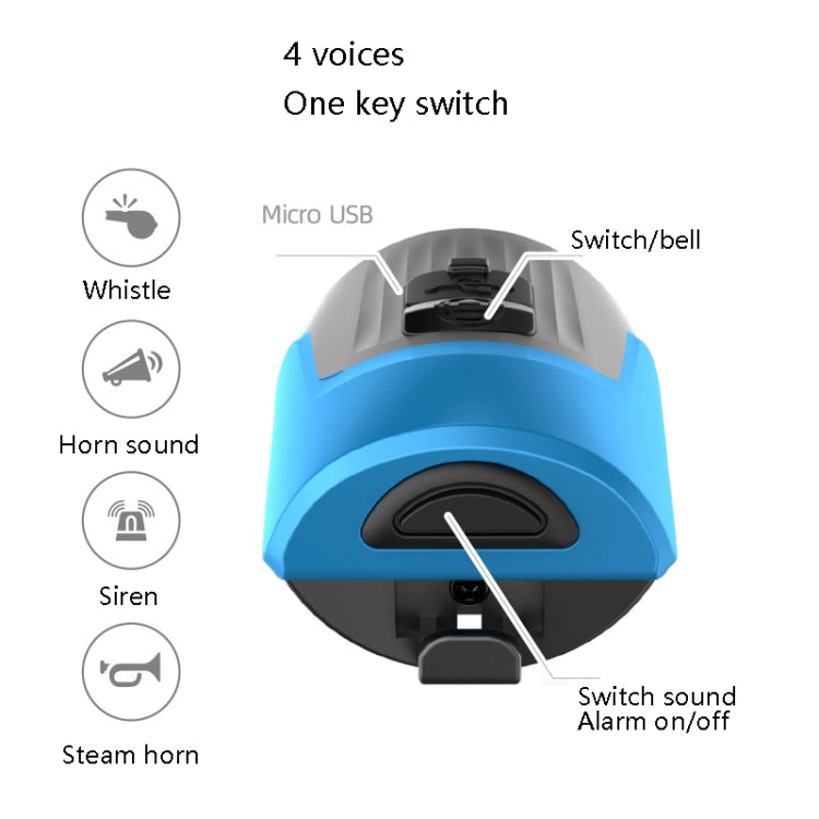 CYCLINGBOX BG-1903 Bike Alarm Anti-Theft Electric Horn 125dB USB Charging Bell(Blue) - Bicycle Bells by CYCLINGBOX | Online Shopping UK | buy2fix