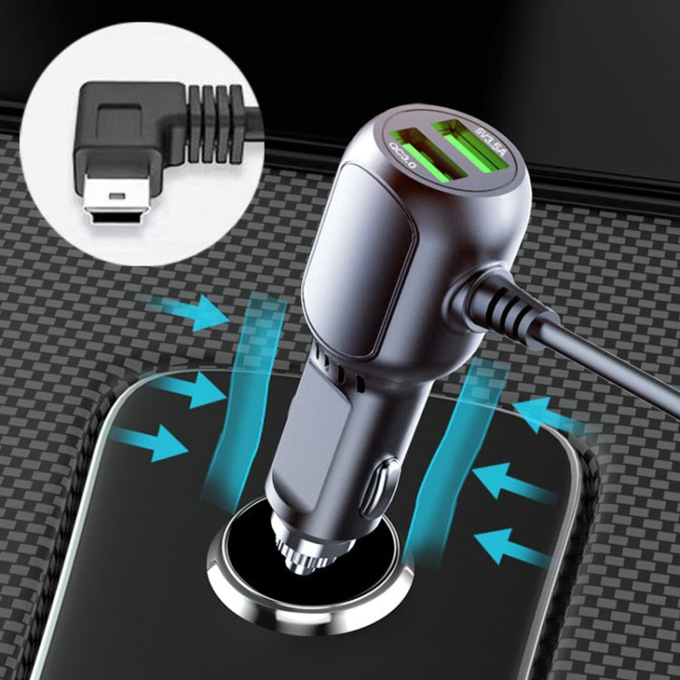 JY-1904 Car Charger Fast Charging Step-Down Line Mini USB Left(Double Drive) - In Car by buy2fix | Online Shopping UK | buy2fix