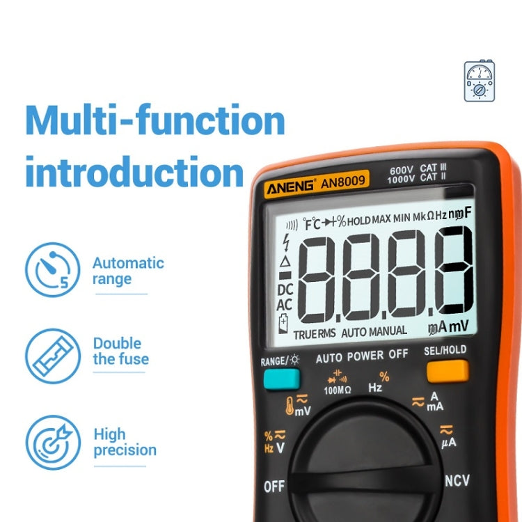 ANENG AN8009 NVC Digital Display Multimeter, Specification: Standard(Red) - Consumer Electronics by ANENG | Online Shopping UK | buy2fix