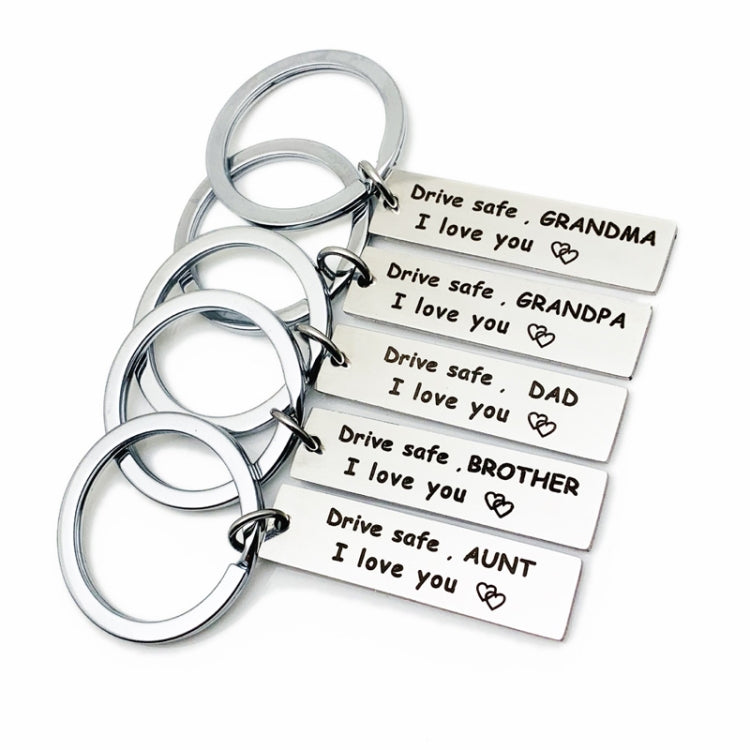 10 PCS C1010 Drive Safe Stainless Steel Tag Keychain 10x40mm(Mom) - In Car by buy2fix | Online Shopping UK | buy2fix