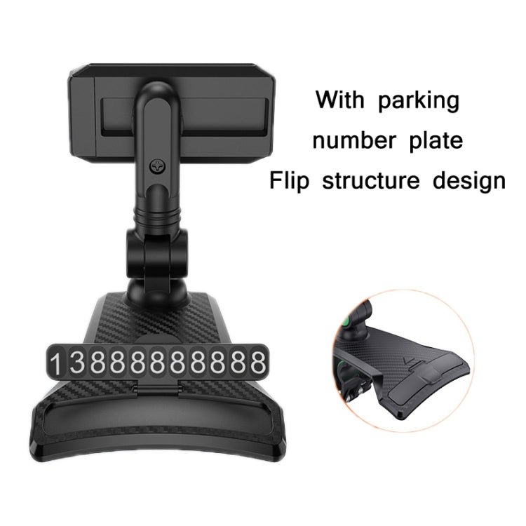 YF011 Car Central Control Instrument Panel Mobile Phone Bracket With Number Plate(Black Gray) - In Car by buy2fix | Online Shopping UK | buy2fix