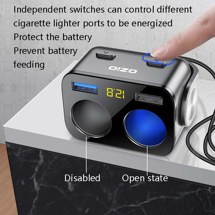 Ozio Car Charger Cigarette Lighter Conversion Plug, Model: Y48QA Black All Agreement Flash Charge - In Car by buy2fix | Online Shopping UK | buy2fix