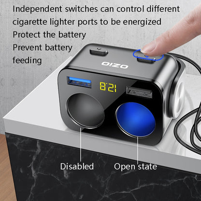 Ozio Car Charger Cigarette Lighter Conversion Plug, Model: Y48QA Black All Agreement Flash Charge - Car Charger by ozio | Online Shopping UK | buy2fix