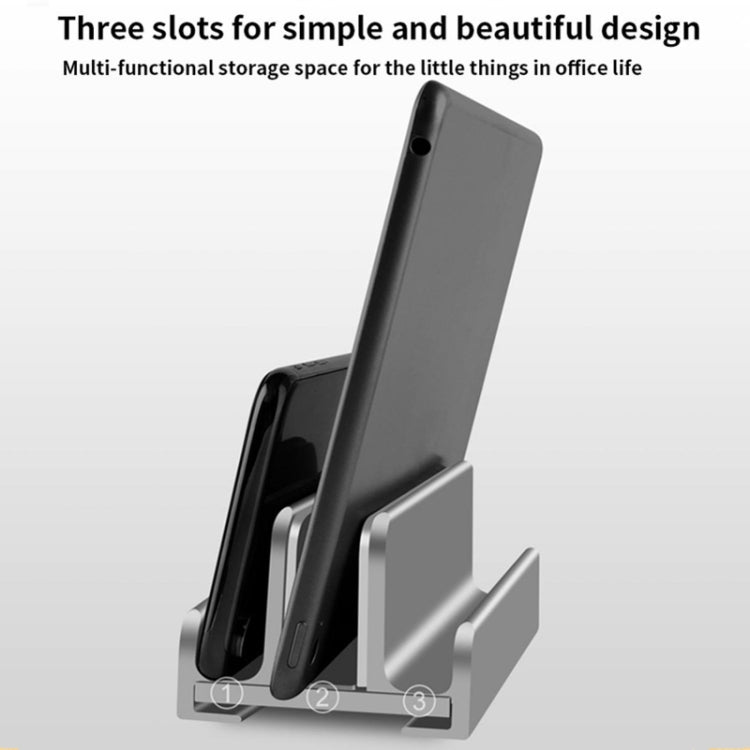 Aluminum Alloy Laptop Tablet Phone Storage Stand, Color: L402 Three Slots (Silver) - Computer & Networking by buy2fix | Online Shopping UK | buy2fix