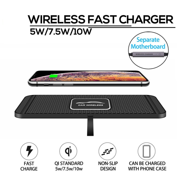 C1 15W Car Anti-Skid Mats Wireless Charger With 1m USB Data Cable(Black) - In Car by buy2fix | Online Shopping UK | buy2fix