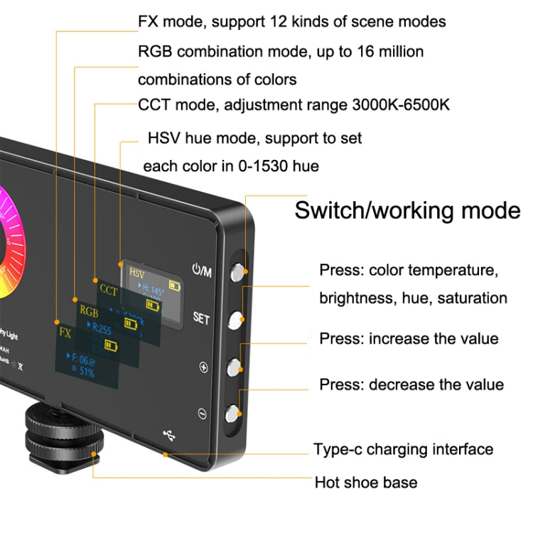 M1 SE RGB Portable LED Photography Fill Light - Camera Accessories by buy2fix | Online Shopping UK | buy2fix