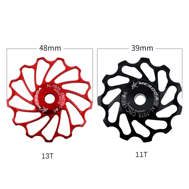 MEROCA Ceramic Bearing Mountain Bike Guide Wheel(13T Red) - Outdoor & Sports by MEROCA | Online Shopping UK | buy2fix