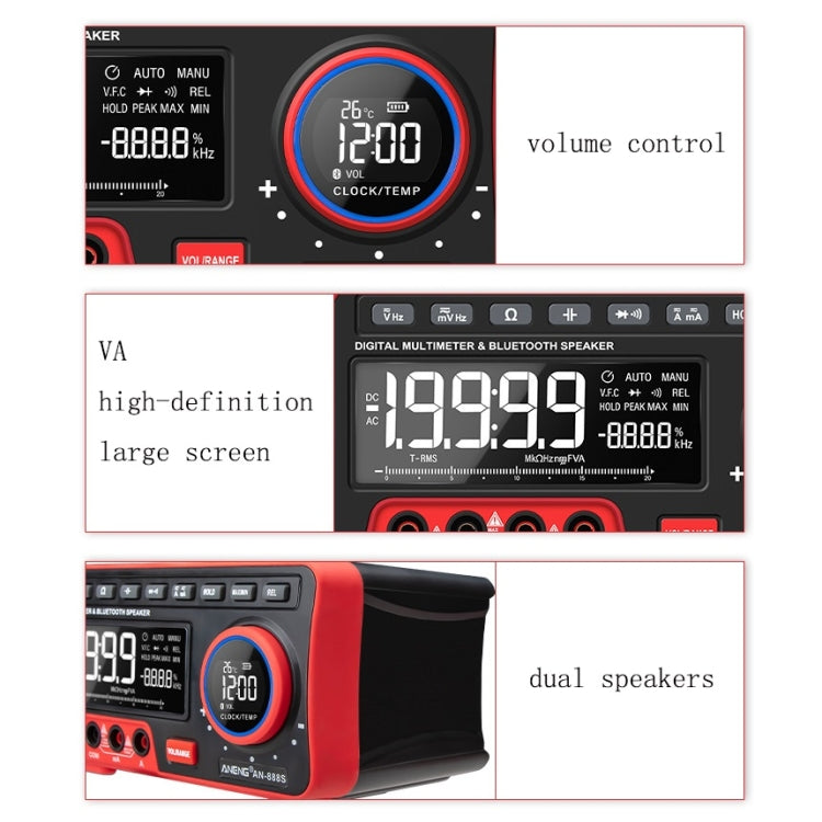 ANENG AN-888S Bluetooth Audio Display Voltage Current Multimeter, Standard No Battery(Black Red) - Consumer Electronics by ANENG | Online Shopping UK | buy2fix