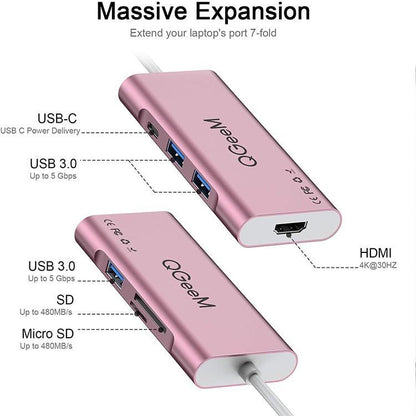 QGeeM 7 In 1 Type-C Extension HUB Adapter Supports HDMI / 4K / PD(QG-UH07-6) - Computer & Networking by QGeeM | Online Shopping UK | buy2fix