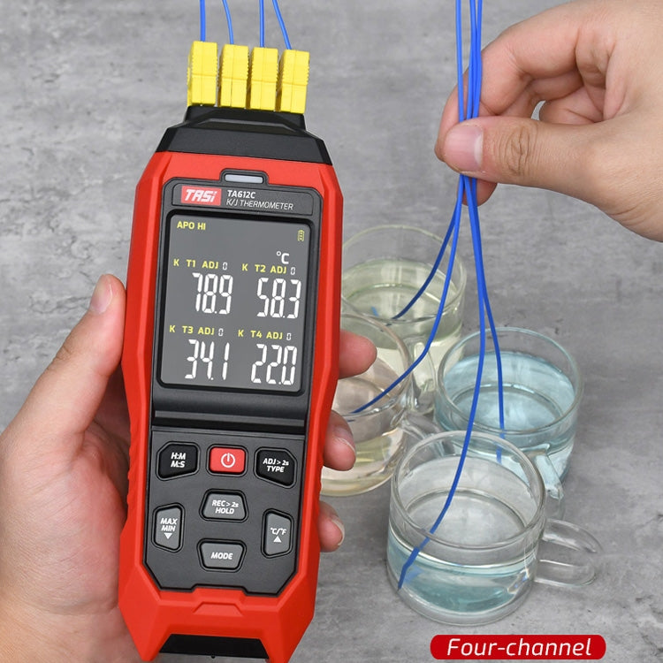 TASI Contact Temperature Meter K-Type Thermocouple Probe Thermometer, Style: TA612C 4 Channels - Thermostat & Thermometer by TASI | Online Shopping UK | buy2fix