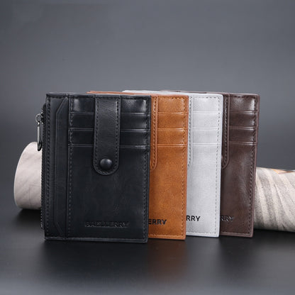 BAELLERRY  K9149  Multi-Card Buckle Zip Coin Pocket Thin Card Holder(Coffee) - Home & Garden by BAELLERRY | Online Shopping UK | buy2fix