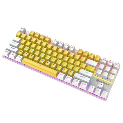 XUNFOX K80 87 Keys Wired Gaming Mechanical Illuminated Keyboard, Cable Length:1.5m(Yellow White) - Wired Keyboard by XUNFOX | Online Shopping UK | buy2fix