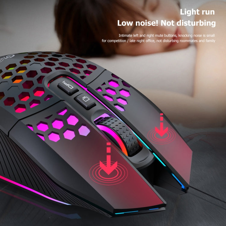 FMOUSE  X801 8 Keys 1600DPI Hollow Luminous Gaming  Office Mouse,Style: White Wireless Rechargeable - Wireless Mice by FMOUSE | Online Shopping UK | buy2fix