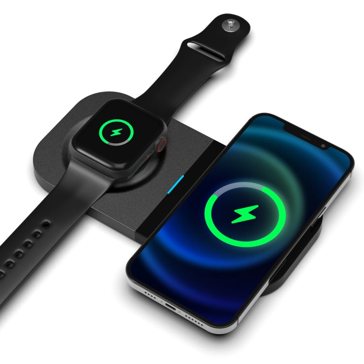 2 In 1 Wireless Charger Suitable For Apple/QI Mobile Phone & Apple Watch 7/SE/6/5/4/3/2(Black) - Apple Accessories by buy2fix | Online Shopping UK | buy2fix