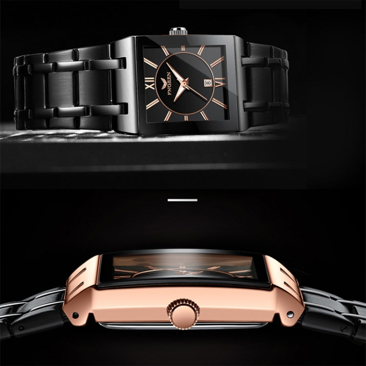 FNGEEN 3627 Waterproof Calendar Men Square Watch(White Steel Black Surface) - Alloy Watches by FNGEEN | Online Shopping UK | buy2fix