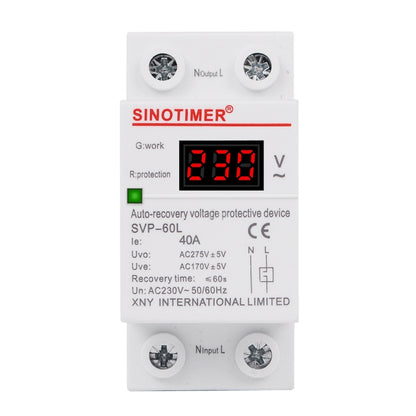 SINOTIMER 220V LED Digital Display Delay Automatic Reset Under-voltage Protector(SVP-60L) - Consumer Electronics by SINOTIMER | Online Shopping UK | buy2fix