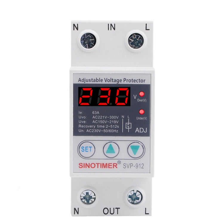 SINOTIMER SVP-912 Adjustable Self-resetting Intelligent Under-voltage Protector, Current: 63A - Other Tester Tool by SINOTIMER | Online Shopping UK | buy2fix