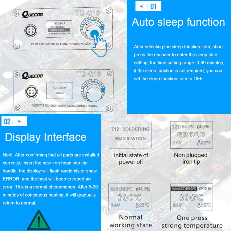 QUECOO 1.3 Inch Display Soldering Station with Handle, Set: US Plug (Q19+P9) - Home & Garden by QUECOO | Online Shopping UK | buy2fix
