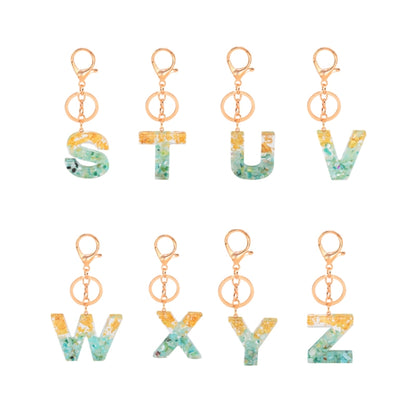 2 PCS Gold Foil Epoxy English Letter Keychain Bag Pendant(V) - In Car by buy2fix | Online Shopping UK | buy2fix