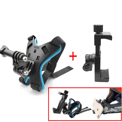 TUYU Motorcycle Helmet Chin Action Camera Mobile Phone Mounting Bracket Blue Bracket+Mobile Phone Clip - Helmet Mount by TUYU | Online Shopping UK | buy2fix