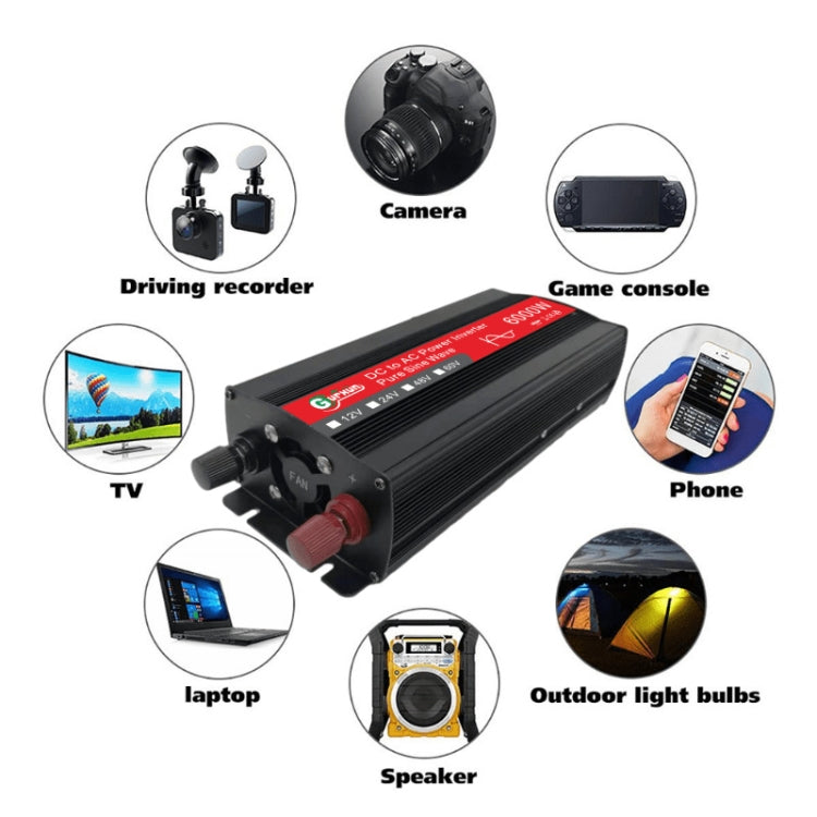 Gurxun 6000W High Power Sine Wave Inverter With Single Digital Display, Specification: 24V-220V - In Car by Gurxun | Online Shopping UK | buy2fix