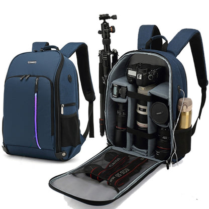 TONO LED Light SLR Digital Camera Backpack With USB Port(Grey) - Camera Accessories by TONO | Online Shopping UK | buy2fix