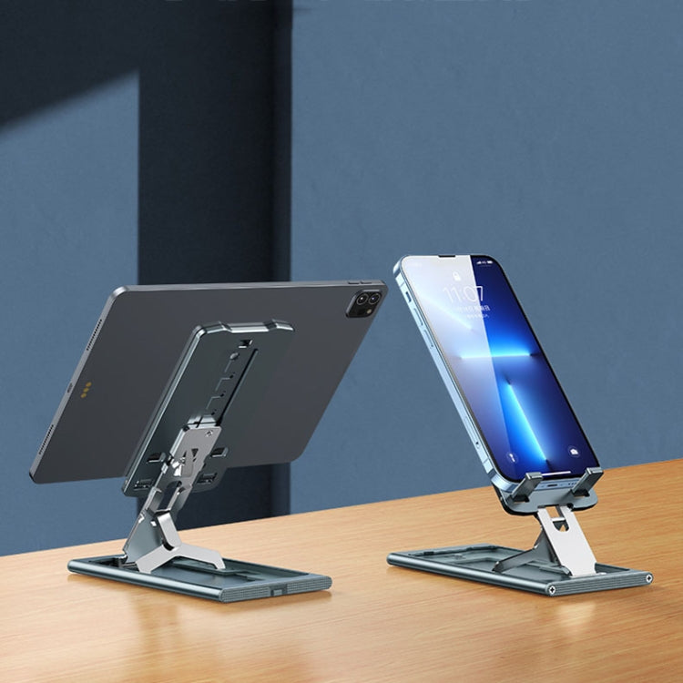028 Portable Foldable Aluminum Alloy Phone Live Holder(Blue) - Desktop Holder by buy2fix | Online Shopping UK | buy2fix